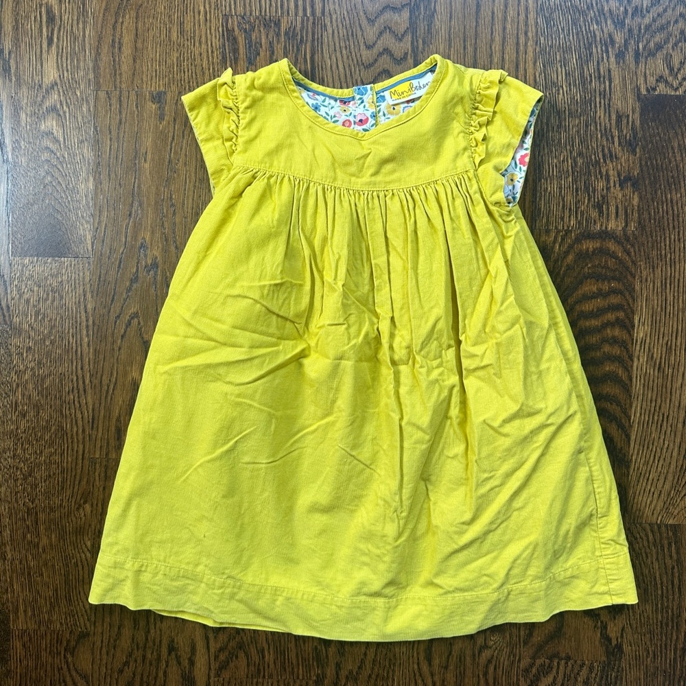 Mini Boden yellow corduroy dress - size 4-5y